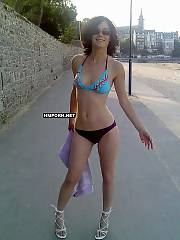 Enjoying brunette chick giving blowjobs to boyfriend in public outdoors and at home, see her exposing naked body, juicy pink twat and wanking in front of the camera - homemade porn pictures