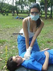 Amateur porn - my gf is a future doctor, watch her giving the first aid on examination in medical university and then celebrating it with wild sex with her bf later at home