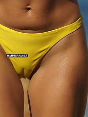 Real amateur bikini camel toes, Panties swallowed by big lipped pussies