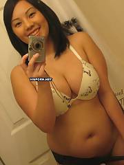 Busty oriental babe next-door making nude selfies of her hot body and lets seducer play with her very wet cunt and spread her big vaginal lips