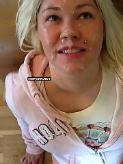 Wonderful girlfriends taking huge facial jizz shots after they sucked cocks of their boyfriends or many dudes at student sex parties - amateur porn pics