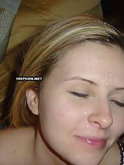 Wonderful girlfriends taking huge facial jizz shots after they sucked cocks of their boyfriends or many dudes at student sex parties - amateur porn pics