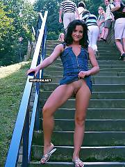 Various mature and young gals and women next-door love to wear no panties upskirt on summer days and here you can watch how they flash naked cunts upskirt to buddies and strangers in public and at home