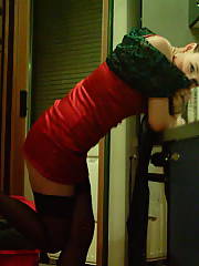 My ex in hot stockings and a red dress