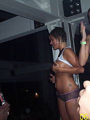 These girls know how to party, and thats with their knockers out for us to watch