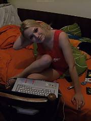 Skinny blond teen tries making some extra cash on her live cam