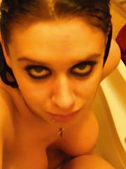 Cute and sexy amateur goth likes selfshooting herself