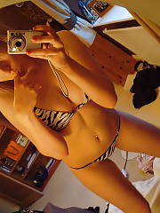 Light haired amateur teen likes selfshooting herself nude in the mirror.