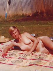 My ex-wife posing in almost public. - naked in the back yard, only one fence, just how she liked it