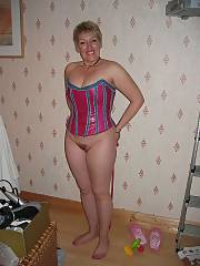 Granny modelling her swimsuit collection and being a little naughty in the process