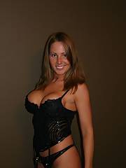 Push up bra and black panties do wonders for this american wife with 2 kids.