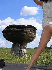 Wife lost her cloths at the mushroom rock